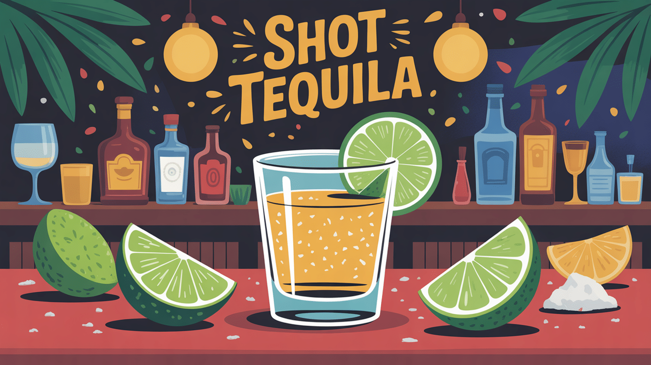 Illustration shot tequila sel citron soirée mexicaine
