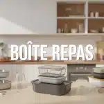 Boîtes repas en inox verre et plastique sur table de bureau