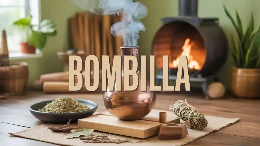 Illustration bombilla avec calebasse et feuilles de yerba maté