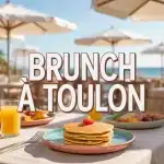 Illustration brunch à Toulon avec pancakes et terrasse ensoleillée