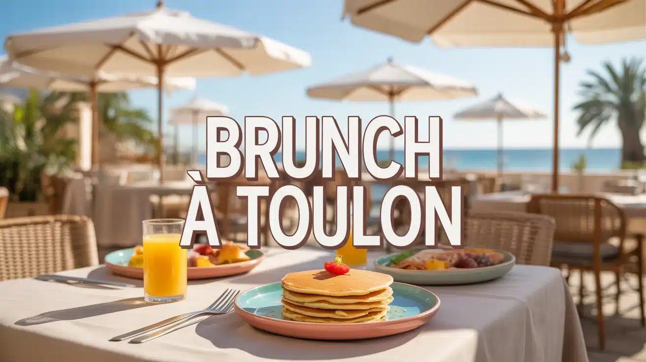 Illustration brunch à Toulon avec pancakes et terrasse ensoleillée