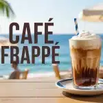 café frappé grec avec mousse onctueuse dans verre transparent