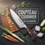 illustration couteau pour cuisinier avec légumes et planche à découper