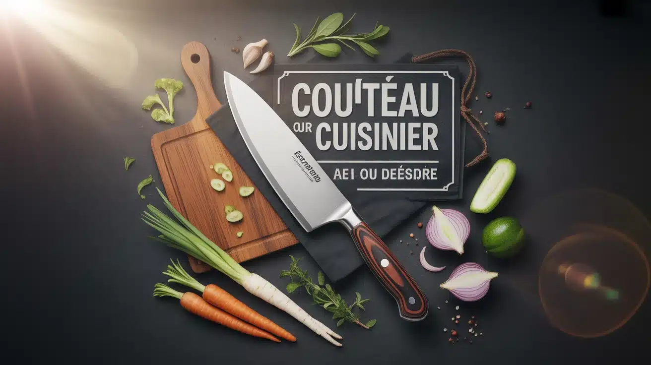 illustration couteau pour cuisinier avec légumes et planche à découper