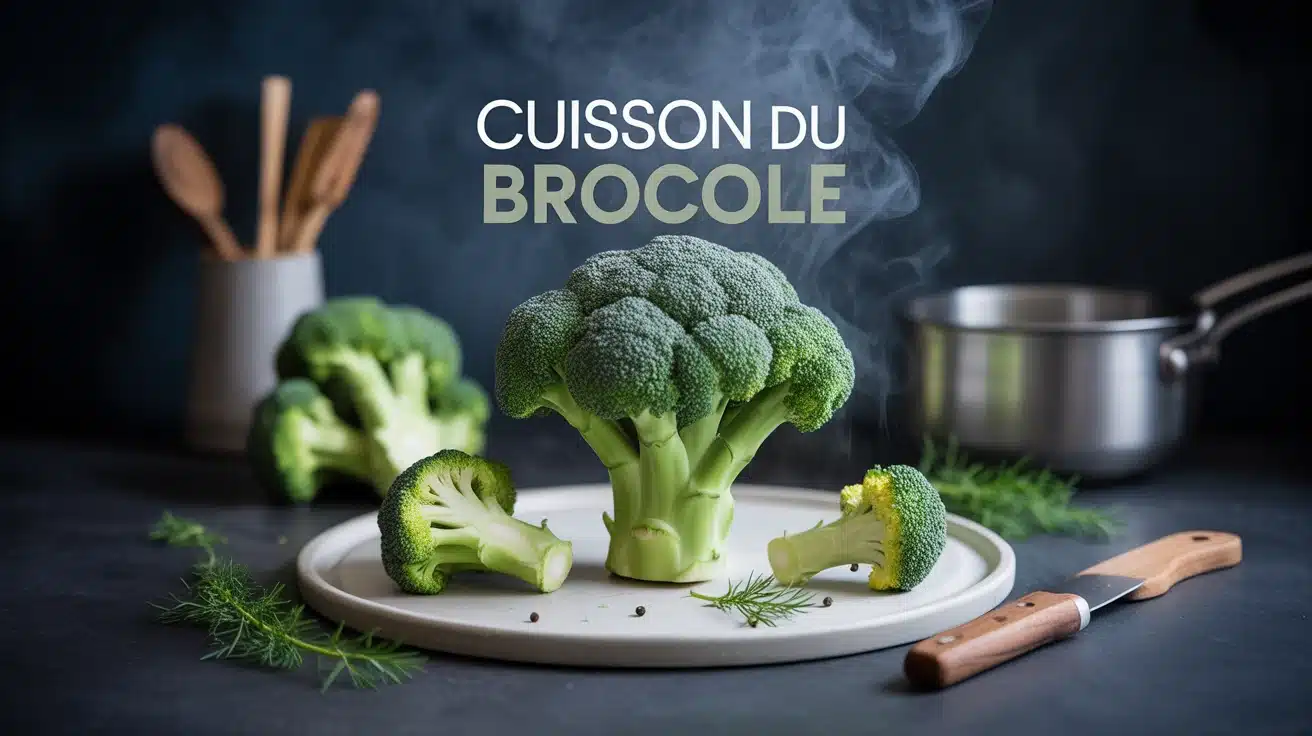 Illustration colorée de brocoli et fleurettes sur planche à découper