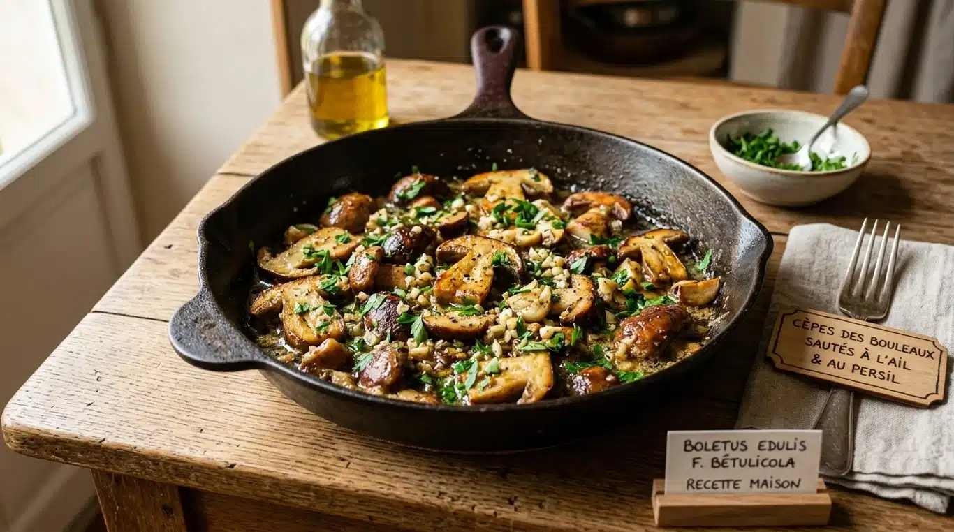 Poêlée de cèpes des bouleaux à l'ail et au persil