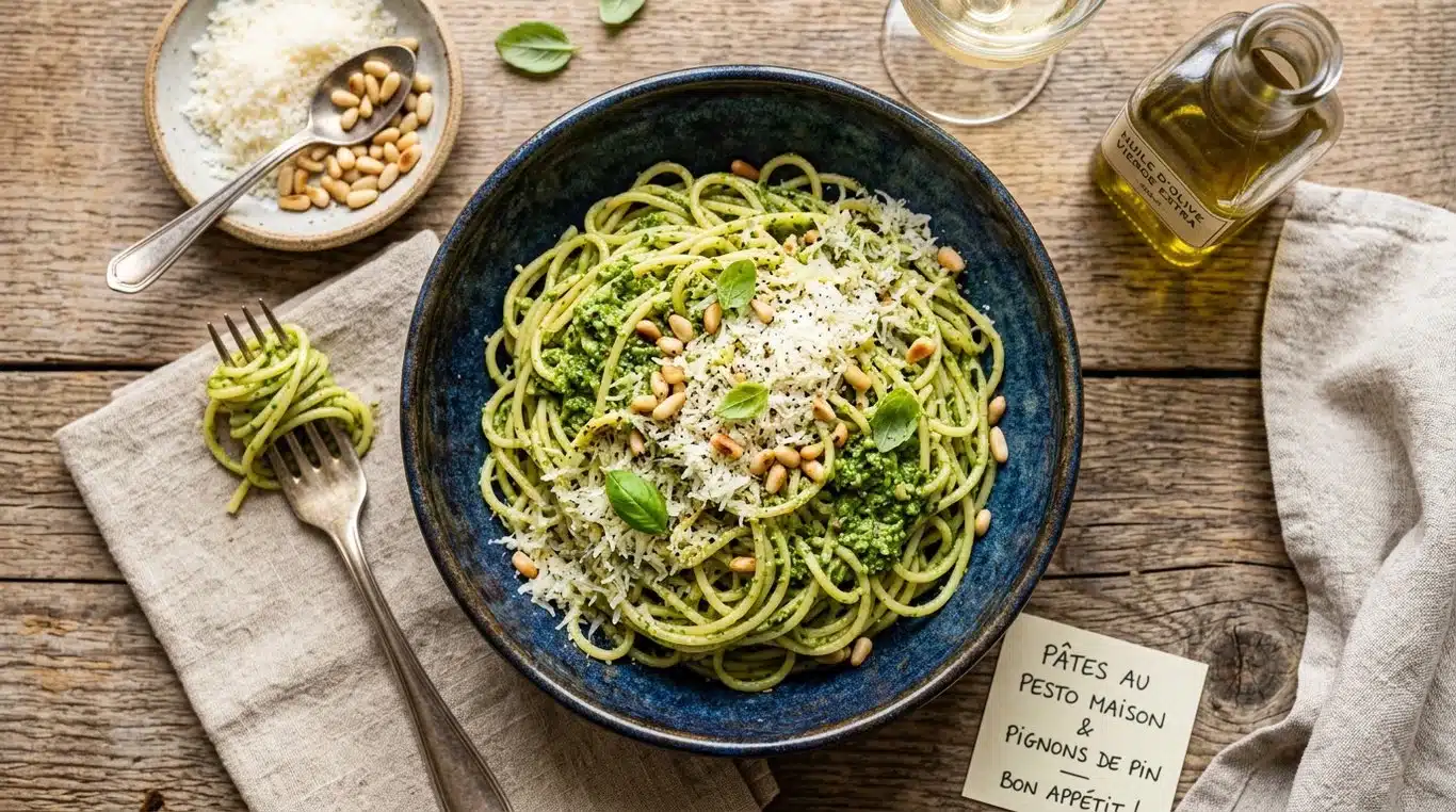 Pesto maison réalisé avec du basilic congelé