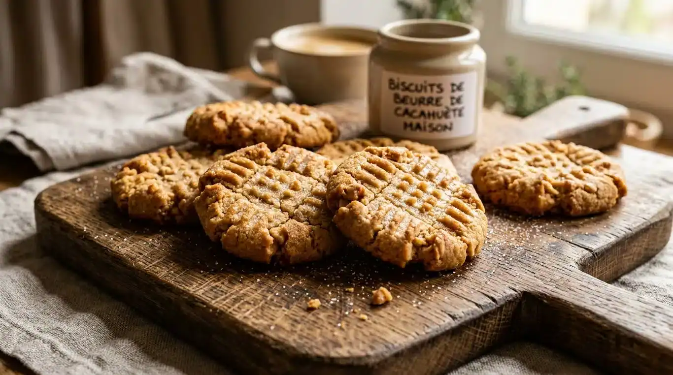Cookies au beurre de cacahuète faits maison avec le marquage à la fourchette traditionnel