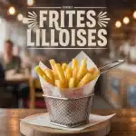 cornet de frites lilloises dorées croustillantes sur table rustique