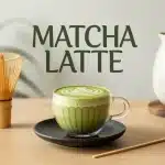 Tasse de matcha latte avec mousse verte onctueuse et fouet en bambou