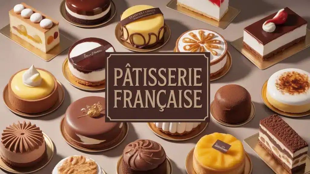 illustration pâtisserie française desserts variés