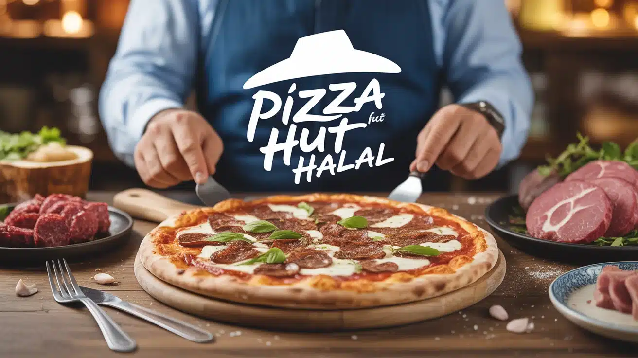 Pizza Hut halal pizza gourmande avec symboles halal