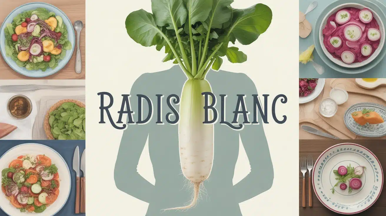 Illustration radis blanc coupe cuisine