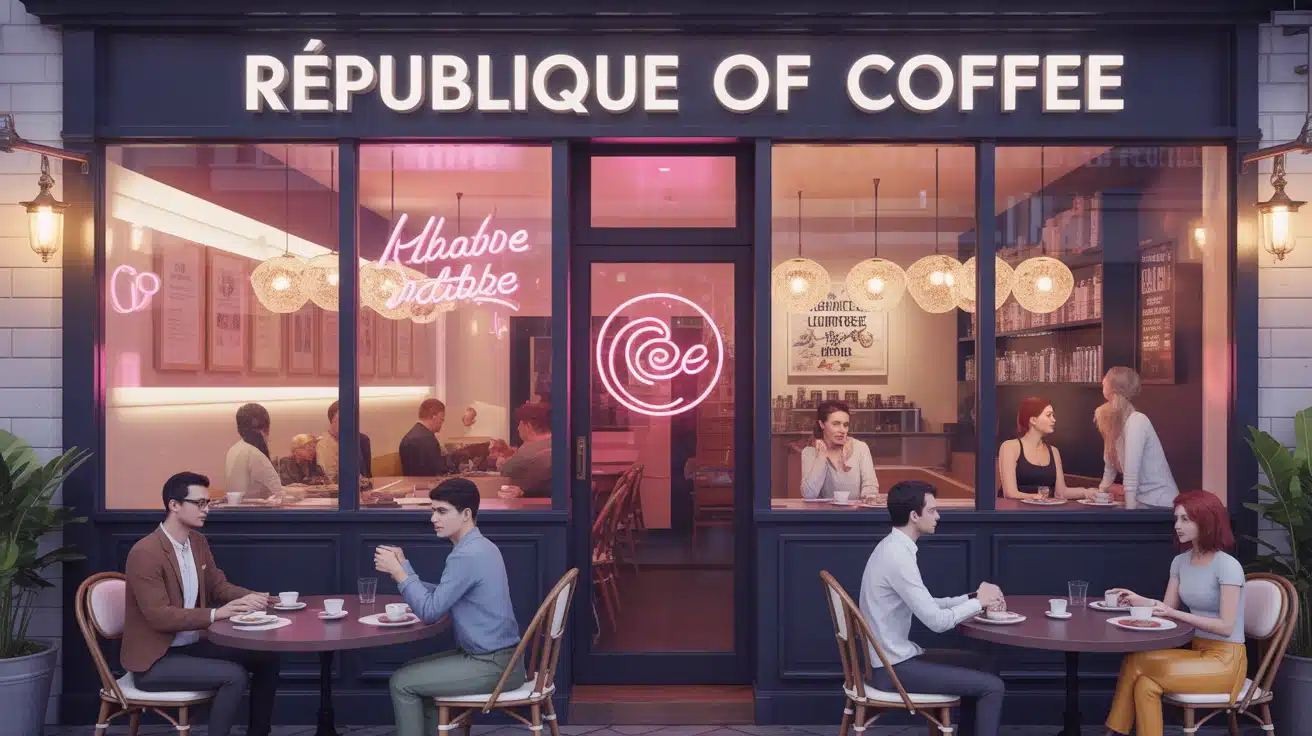 Illustration République of Coffee coffee shop californien moderne à Paris