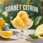 sorbet citron artisanal dans un bol élégant avec citrons et menthe