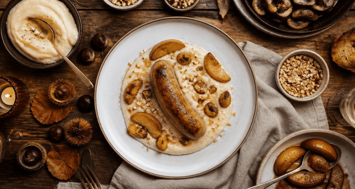 accompagnement boudin blanc sur mousseline de panais et châtaignes