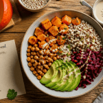 Bowls Buddha Bowl automnal sur table bois