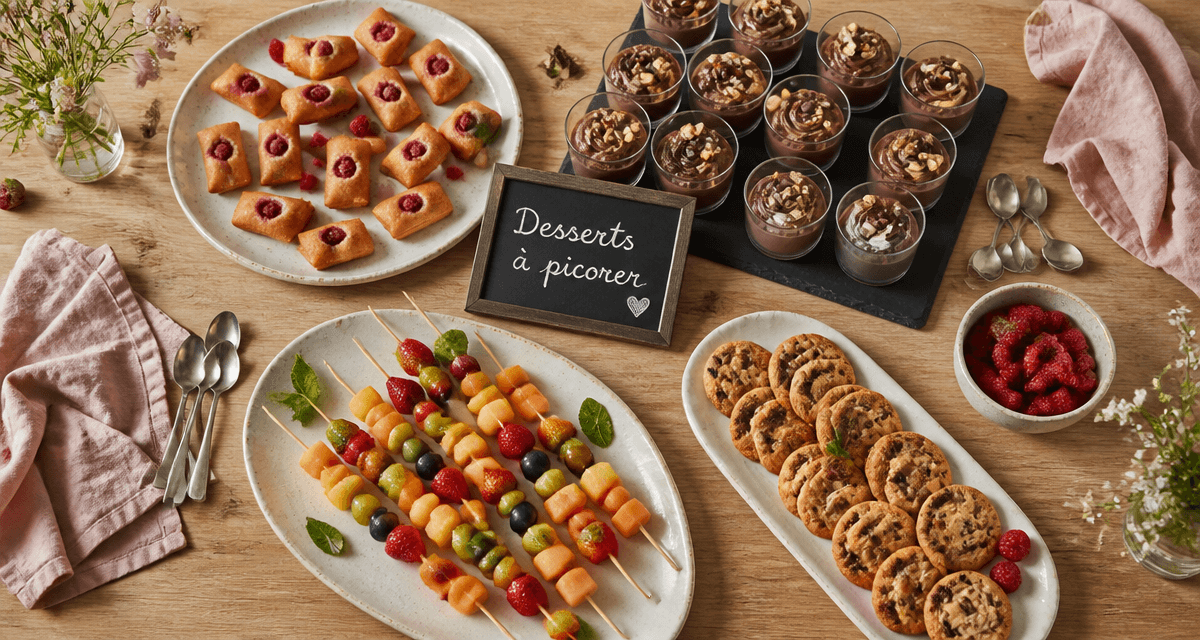 Dessert apéro dinatoire mini-financiers verrines brochettes fruits