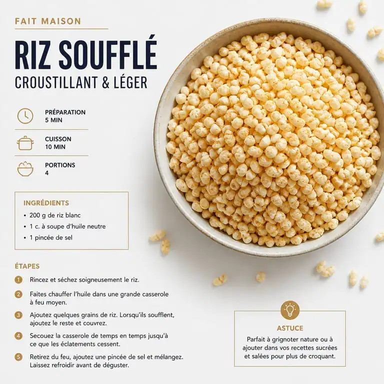 Bol de riz soufflé maison croustillant prêt à être dégusté