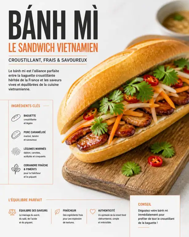 Banh Mi vietnamien au porc caramélisé, recette de snacking gastronomique