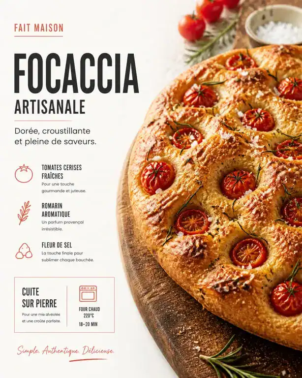 Recette focaccia Cyril Lignac maison avec tomates cerises et romarin