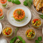 Entrees froides tartare saumon mangue avocat