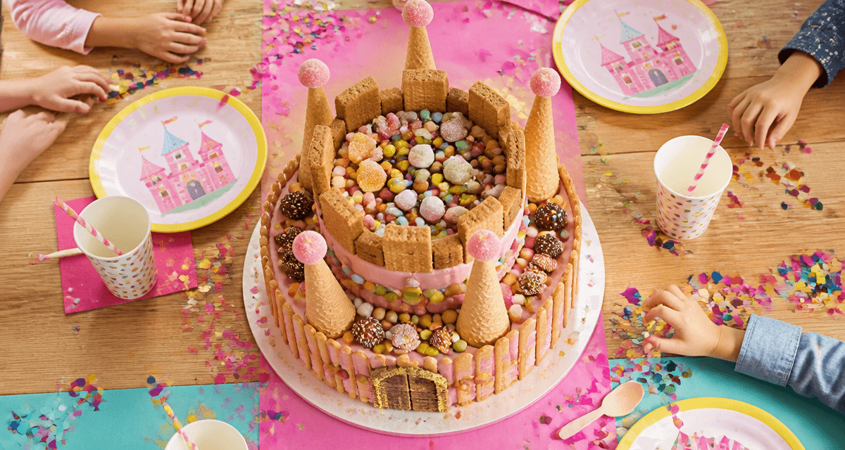 gateau rigolo anniversaire forme chateau fort