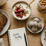 gouter healthy avec banana bread, energy balls et fruits