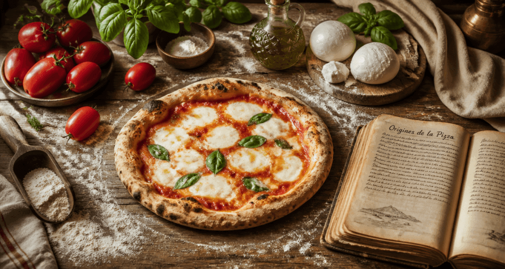 pizza origines ingrédients traditionnels sur table