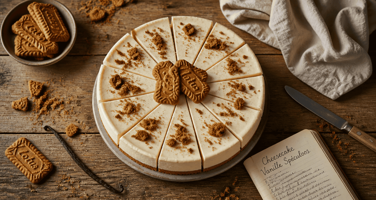 recette cheesecake vanille spéculoos vue en plongée