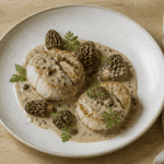 recette de lotte raffinée, sauce morilles, assiette gourmande