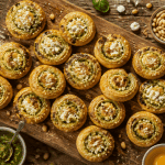 recette feuilleté salé mini roulés pesto chèvre