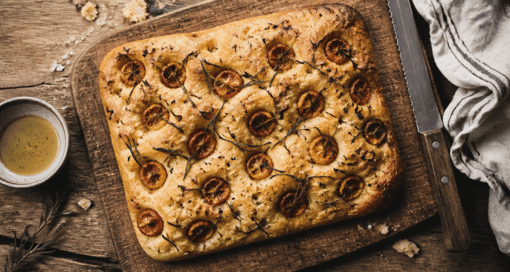 recette focaccia cyril lignac dorée tomates romarin