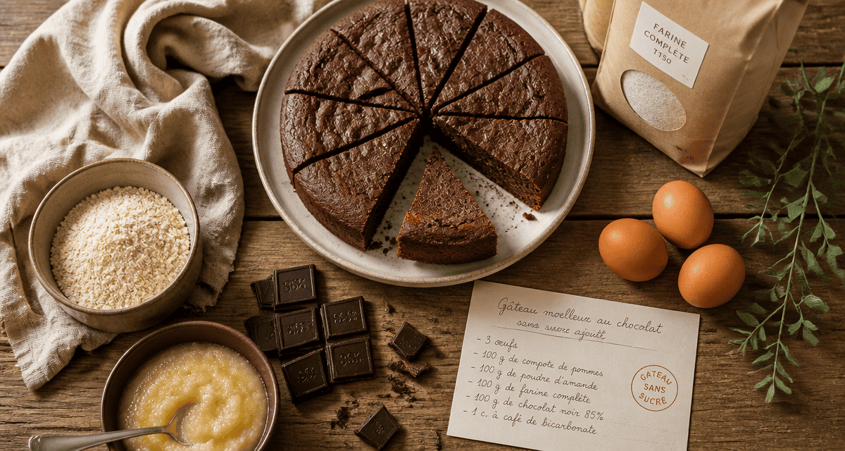 recette gâteau sans sucre pour diabétique avec ingrédients naturels sur table