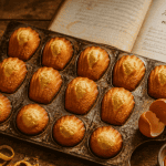 recette madeleine moelleuse cyril lignac sur table rustique