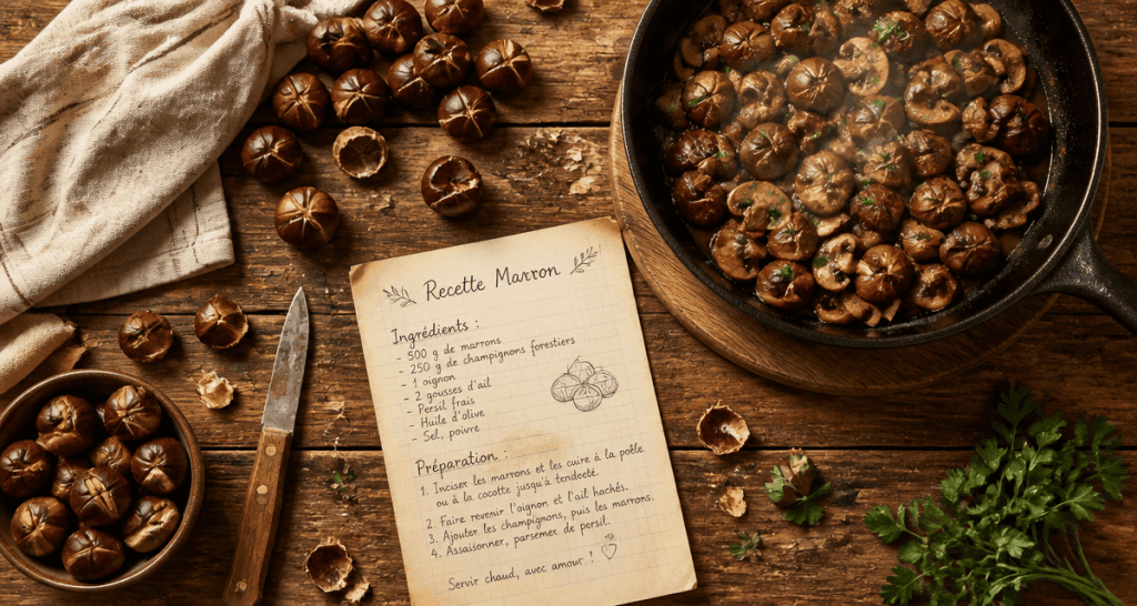 recette marron cuisson poêlée champignons