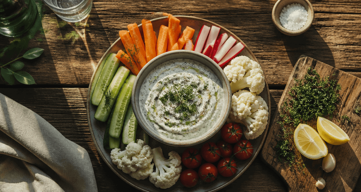 sauce crudité pour apéro avec légumes frais