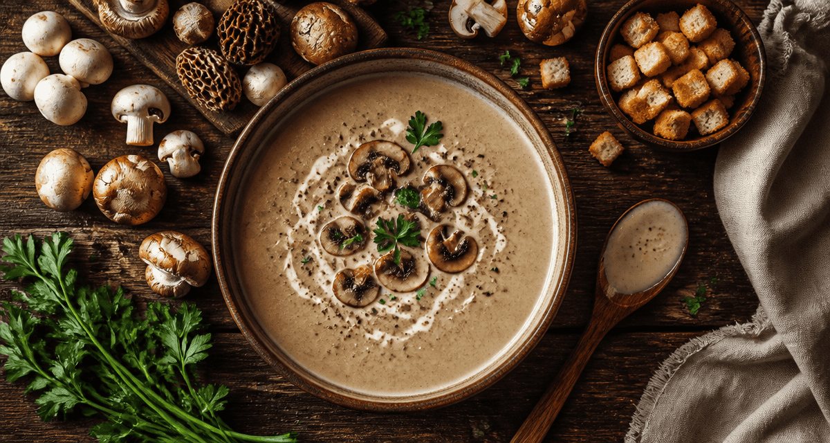 velouté de champignons thermomix bol croûtons