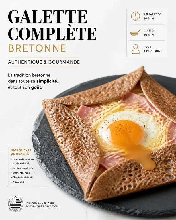 Galette complète bretonne servie à L'Épi de Blé