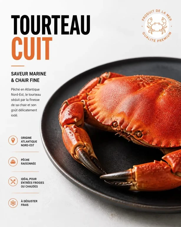Tourteau cuit prêt à être dégusté pour une recette de cuisson des crabes