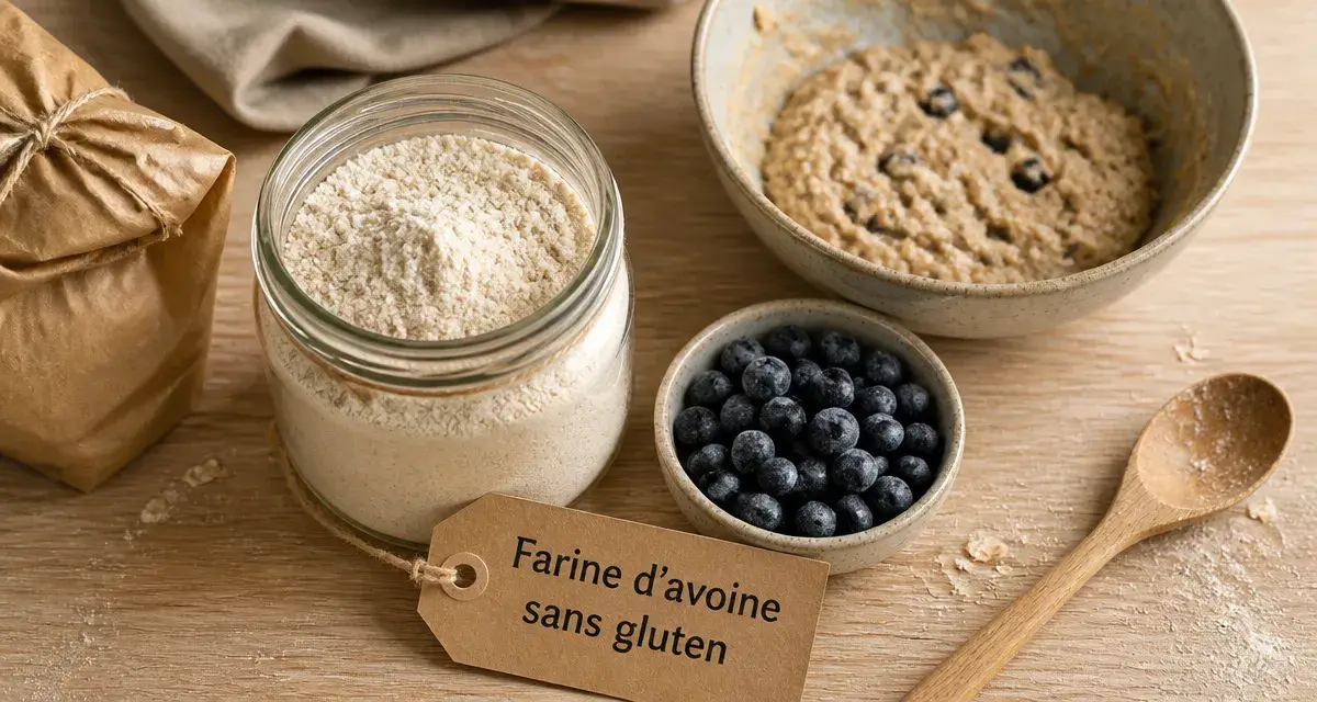 Farine d avoine sans gluten 20 ppm : bocal de farine et pâte en pâtisserie