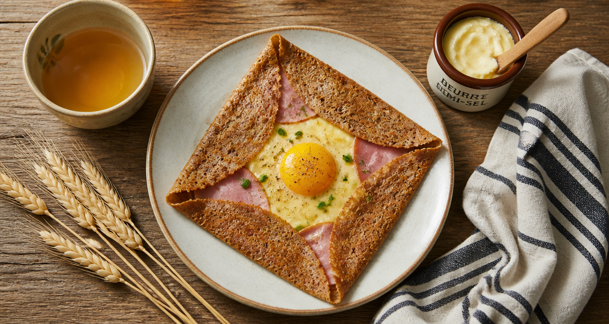 Galette complète l'epis de ble sur table rustique