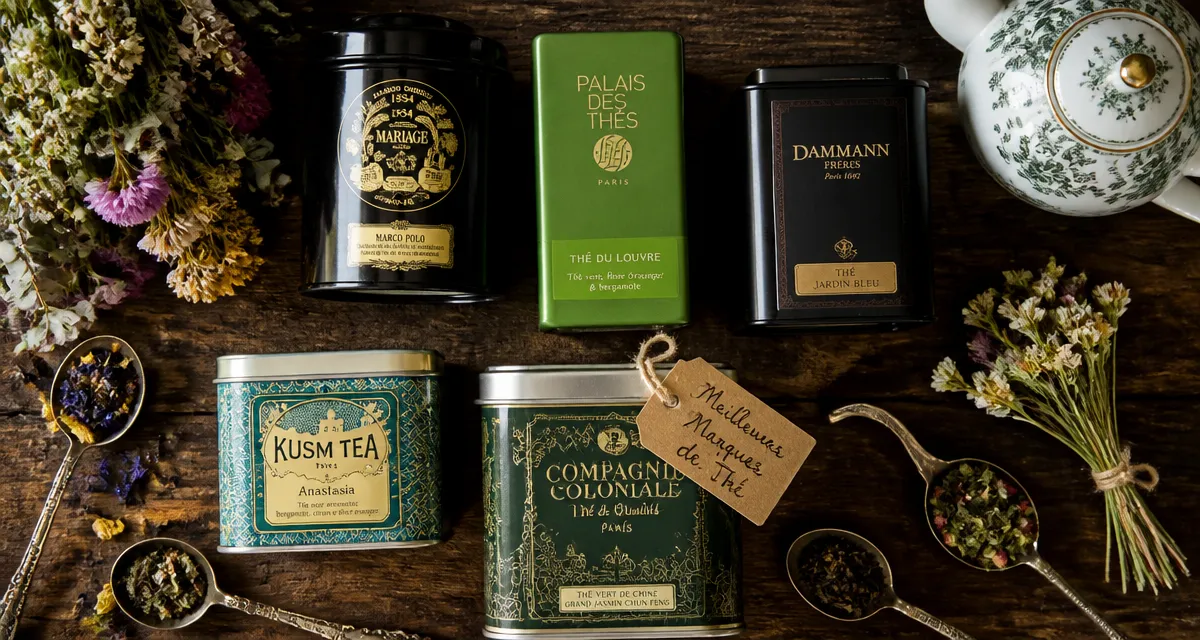 Meilleur marque de thé, boîtes élégantes sur table