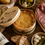Mont d Or charcuterie : boîte chaude et charcuterie jurassienne sur plateau