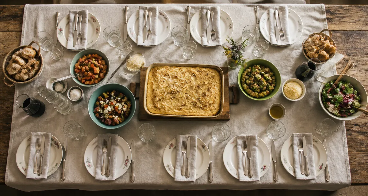 recette 10 personnes grande table dressée