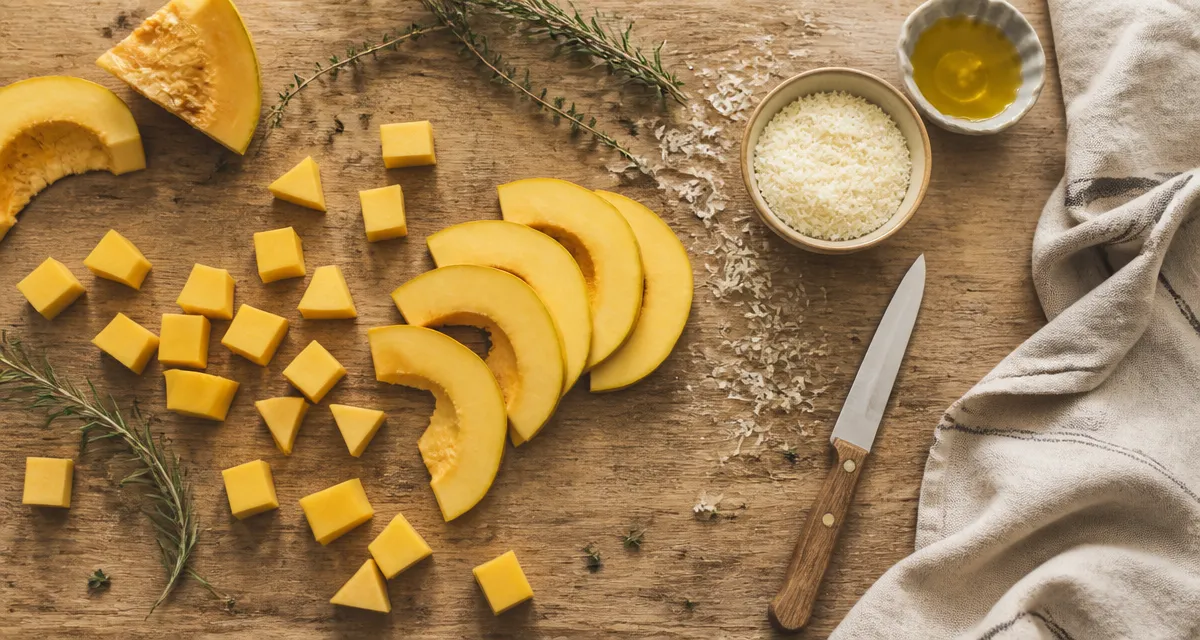 recette courge jaune ingrédients découpés