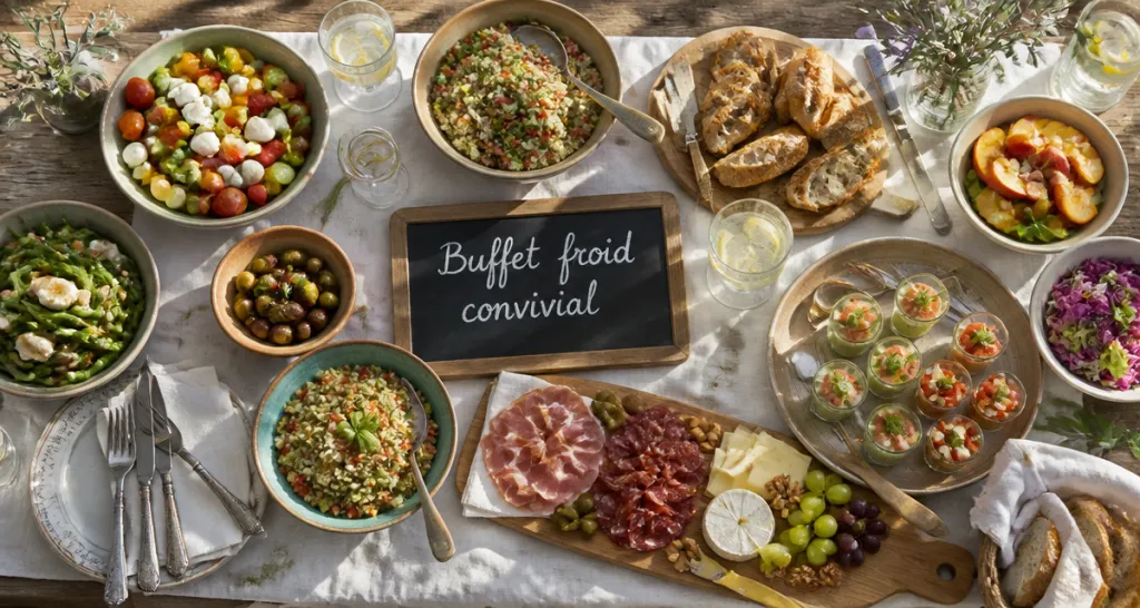 repas froid entre amis table buffet