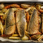 Truite accompagnement légumes : filets rôtis et légumes de saison