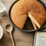 un gateau avec un oeuf moelleux doré