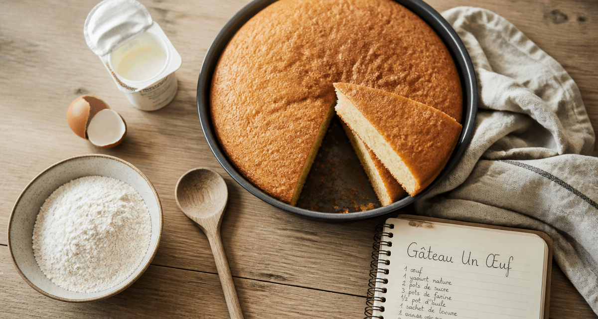 un gateau avec un oeuf moelleux doré
